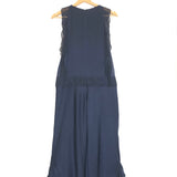 Navy Blue ROBERTO Jac ZV Silk Monogram Lace Insert Midi Dress / ZADIG & VOLTAIRE - Size M