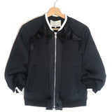 Navy Blue Ruffled Trim Bomber Jacket / 3.1 PHILLIP LIM - Size US 4