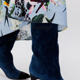 Navy Blue Suede Gabrielle Midi Boots / CHANEL - Size 38