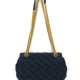 Navy Blue Velvet BB logo Chain Shoulder Bag / BALENCIAGA