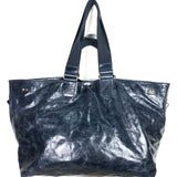 Navy Blue WARDY Crinkled Leather Large Tote Bag / ISABEL MARANT