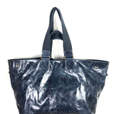 Navy Blue WARDY Crinkled Leather Large Tote Bag / ISABEL MARANT