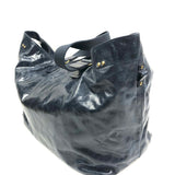 Navy Blue WARDY Crinkled Leather Large Tote Bag / ISABEL MARANT