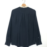 Navy Blue with White Collar Silk Satin Shirt / GOLDEN GOOSE DELUXE - Size L