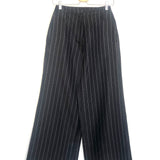 Navy Blue with White Thin Lines Linen-blend Wide-leg Suit Pants / BOTTEGA MARTINESE - Size 38