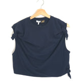 Navy Cropped Knotted Cotton Blend Jersey T-shirt / LOEWE X PAULA'S IBIZA - Size L