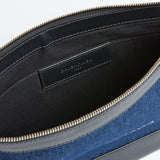 Navy Denim Clip Medium Pouch in Cotton Canvas & Calfskin / BALENCIAGA