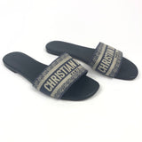 Navy DWAY Embroidered Canvas Slides / CHRISTIAN DIOR - Size 39