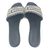 Navy DWAY Embroidered Canvas Slides / CHRISTIAN DIOR - Size 39
