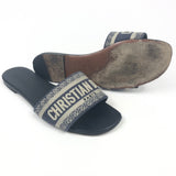 Navy DWAY Embroidered Canvas Slides / CHRISTIAN DIOR - Size 39