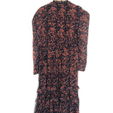 Navy Floral Print BEATRICE Silk Midi Dress / ULLA JOHNSON - Size 4