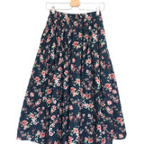 Navy Floral Print Midi Skirt - One Size