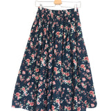 Navy Floral Print Midi Skirt - One Size
