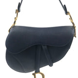 Navy Ocean SADDLE Grained Leather Bag / DIOR