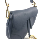 Navy Ocean SADDLE Grained Leather Bag / DIOR