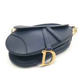 Navy Ocean SADDLE Grained Leather Bag / DIOR