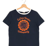 Navy Printed Crew Neck Tee Shirt / CELINE - Size S