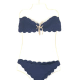 Navy Scalloped Bandeau Bikini / MARYSIA SWIM