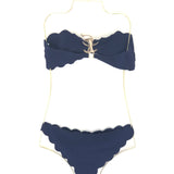 Navy Scalloped Bandeau Bikini / MARYSIA SWIM