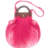 Neon Pink Le Pliage Filet M Mesh Bag / LONGCHAMP