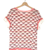 Neon Pink, Coral and White Short Sleeves Knitted Top / MISSONI - Size IT 46