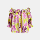 Neon Yellow and Purple Off-shoulder Top - model DINGE / ESSENTIEL ANTWERP - Size XS