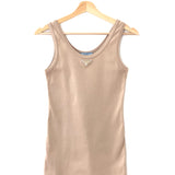 Neutral Beige Logo Cotton Jersey Tank Top / PRADA - Size 38