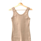 Neutral Beige Logo Cotton Jersey Tank Top / PRADA - Size 38