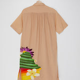 Neutral Bilgin Embroidered Cotton Shirt Dress / KILOMETRE PARIS - Size S
