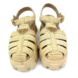 Neutral Raffia MONOLITH Crochet Cage Rubber Sandals / PRADA - Size 38