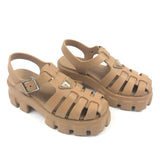 Neutral Rubber Monolith Cage Platform Sandals / PRADA - Size 38