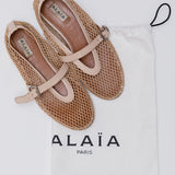 Nude Fishnet and Patent Leather Ballet Flats / ALAIA - Size 38
