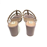 Nude ROCKSTUD 60 Calfskin Leather Slide Sandals / VALENTINO - Size 39