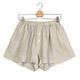 Oatmeal Loose Fitting Boxer Style Linen Shorts / DEIJI STUDIOS - Size S/M