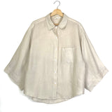 Oatmeal Oversized Box Fit Wide Sleeves Linen Shirt / DEIJI STUDIOS - Size S/M