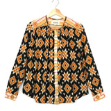 Ochre and Black Printed Organic Cotton SATNAM Blouse / V DE VINSTER - Size S