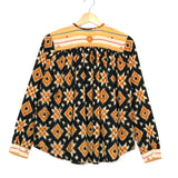 Ochre and Black Printed Organic Cotton SATNAM Blouse / V DE VINSTER - Size S