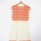 Off-white and Orange Crochet Patterned Dress - model ROBY / MAJE - Size 40