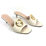 Off-white BLONDIE Gold Monogram Slip On Leather Mules / GUCCI - Size 39.5