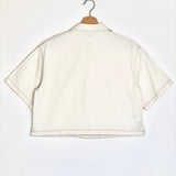 Off-white Boxy Cotton Embroidered Logo Cropped Shirt / MIU MIU - Size 38