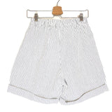 Off-white Cotton-blend with Black Thin Stripes Bermuda Shorts - One Size