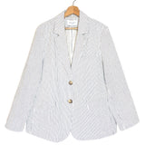 Off-white Cotton-blend with Black Thin Stripes Blazer Jacket - One Size
