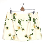 Off-white Daisy Print Linen Wrap Mini Skirt / OROTON - Size AUS 12