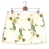 Off-white Daisy Print Linen Wrap Mini Skirt / OROTON - Size AUS 12