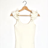Off-white Dancer Ruffled Ribbed Stretch-jersey Tank Top / ZIMMERMANN - Size 1