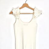 Off-white Dancer Ruffled Ribbed Stretch-jersey Tank Top / ZIMMERMANN - Size 1