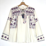 Off-white TREYA Embroidered Cotton Blouse / ISABEL MARANT ETOILE - Size 1