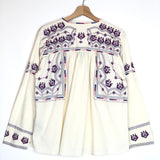 Off-white TREYA Embroidered Cotton Blouse / ISABEL MARANT ETOILE - Size 1