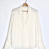 Off-white V-neck Silk Long Sleeves Blouse / FRAME - Size L