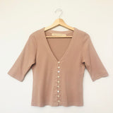 Old Pink Cotton Buttoned Top / RAQUEL ALLEGRA - Size 0